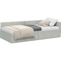 vidaXL Eckbettgestell mit Kopfteil Hellgrau 90 cm x 200 cm Samt