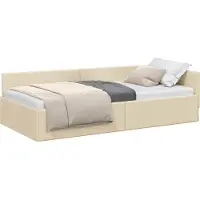 vidaXL Eckbettgestell mit Kopfteil Creme 80 cm x 200 cm Stoff