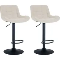 DELUKE 2er Set Barhocker CARAM - Stoff Creme 48x54x81 cm | Barstuhl Höhenverstellbar Mit Lehne Drehbar Tresenhocker Tresenstuhl Kneipenhocker Kneipenstuhl