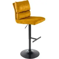 Riess Barhocker COMFORT senfgelb schwarz Samt Metall höhenverstellbar drehbar mit Lehne