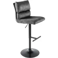 Riess Barhocker COMFORT dunkelgrau schwarz Samt Metall mit Lehne drehbar höhenverstellbar
