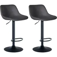 DELUKE 2er Set Barhocker HODOR - Samt Dunkelgrau 43x49x79 cm | Barstuhl Höhenverstellbar Mit Lehne Drehbar Tresenhocker Tresenstuhl Kneipenhocker