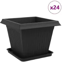 vidaXL Blumentöpfe 24 pcs Schwarz 43 x 43 x 33,5 cm Kunststoff