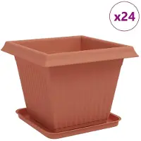 vidaXL Blumentöpfe 24 pcs Ziegelrot 38 x 38 x 30 cm Kunststoff