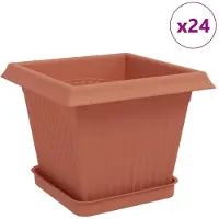 vidaXL Blumentöpfe 24 pcs Ziegelrot 20 x 20 x 16 cm Kunststoff