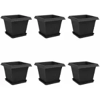 vidaXL Blumentöpfe 6 pcs Schwarz 33 x 33 x 26 cm Kunststoff