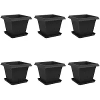 vidaXL Blumentöpfe 6 pcs Schwarz 38 x 38 x 30 cm Kunststoff