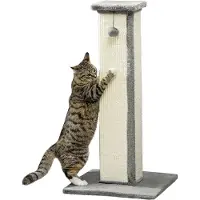 SUGIFT Kratzbaum klein – Katzenbaum mit Sisal-Stämmen & Spielball, 81 cm creme/grau