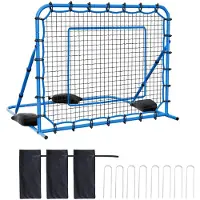 SucceBuy Fußball Rebounder 147 x 117 cm, Rückprallnetz mit Einstellbarem Winkel & Stabiler Metallkonstruktion, PE-Netz für Ballkontrolle & Passübungen, Trainingshilfe für Jugendliche & Erwachsene