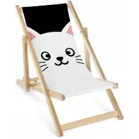 AllBags Kinder Liegestuhl Holz klappbar verstellbar „Katze Kätzchen“ – Garten Sonnenliege mit Druck