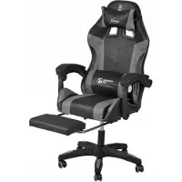 Ekspand | Gaming Sessel - Grau - Gesamthöhe 115-123 cm - Gratis Kissen - Ergonomischer Gaming Stuhl