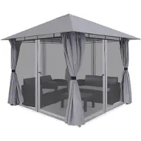 Sekey Gazebo 300 x 300 cm Pavillon Gartenzelt mit 4 Seitenteilen und 4 Moskitonetz, Grau