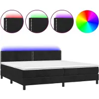 vidaXL Boxspringbett mit Matratze & LED Schwarz 200x200 cm Samt