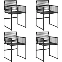 vidaXL Gartenstühle 4 Stk. Schwarz Poly Rattan