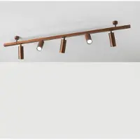 CREMASCO Deckenleuchte 7534, holz brüniert, 5-flammig, GU10 dimmbar, Holz dunkel, für Wohn- / Esszimmer, Messing, Modern, Downlights