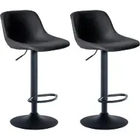 CLP 2er Set Barhocker Loft mit Rückenlehne und 360 drehbar schwarz Material Kunstleder