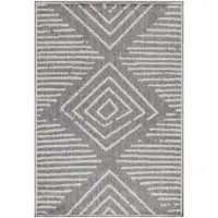 KADIMA DESIGN Terrassenteppich Streifenmuster Robust Waschbar Strapazierfähig | Läufer Grau 80x250 cm Terrasse Garten Schadstoff | LIRIA –