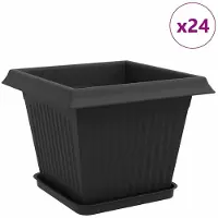 vidaXL Blumentöpfe 24 pcs Schwarz 28,5 x 28,5 x 22 cm Kunststoff