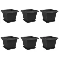 vidaXL Blumentöpfe 6 pcs Schwarz 28,5 x 28,5 x 22 cm Kunststoff