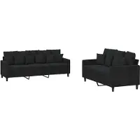 vidaXL 2-tlg. Sofagarnitur mit Kissen Schwarz Samt