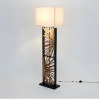 Holländer Stehlampe MONTE ISOLA, creme / amber, für Wohn- / Esszimmer, Holz, Stehlampe