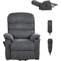 SucceBuy Elektrischer Fernsehsessel mit Aufstehhilfe, Massage- & Wärmefunktion, Relaxsessel für Senioren, Stufenlos verstellbarer Massagesessel mit Chenille-Bezug und Fernbedienung, Dunkelgrau