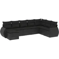 vidaXL 8-tlg. Garten-Sofagarnitur mit Kissen Schwarz Poly Rattan