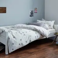 Cotonea Bio Satin-Kinderbettwäsche Tupfen und Streifen grau 135x200 + 80x80 cm - grau;weiß