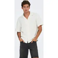 Only & Sons Kurzarmhemd "ONSLATHAM RLXSS RESORT LINEN STRUC 0257" Viskose mit Leinen, normal geschnitten