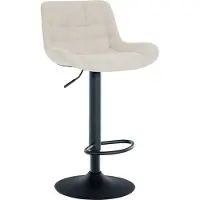 DELUKE Barhocker CARAM - Stoff Creme 48x54x81 cm | Barstuhl Höhenverstellbar Mit Lehne Drehbar Tresenhocker Tresenstuhl Kneipenhocker Kneipenstuhl
