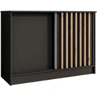 Beautysofa | Kommode HORIZON 120 cm Schwarz, Artisan mit Lamellen Sideboard mit 2 Schiebetüren, Modernes Design, viel Stauraum