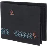 OXMOX Geldbörse New Cryptan RFID Protect Querscheinbörse Jumping Jack Print Cyan Black schwarz