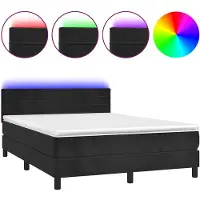 vidaXL Boxspringbett mit Matratze & LED Schwarz 140x190 cm Samt