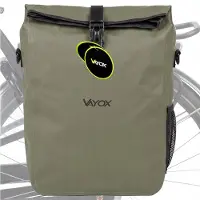 Vayox VA0444G Fahrradtasche, 20 l, PVC, 29x15x50 cm, Hakenbefestigung, wasserdicht, für Fahrräder, Schnellmontage, Grün