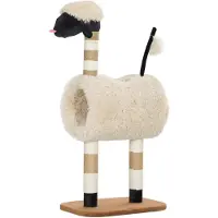 SUGIFT Katzenbaum Schaf-Design mit Kratzpfosten Tunnel Spielzeug 98 cm Hellbraun