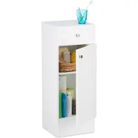 Relaxdays Badschrank, HxBxT: 80 x 30,5 x 30,5 cm, Badezimmerschrank mit Schublade & verstellbarer Ablage, MDF, weiß