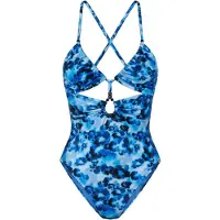 Triumph Badeanzug "Midnight Swim O", Damen, Gr. 38, Cup D, blau combination, Microfaser, Obermaterial: 82% Polyamid, 18% Elasthan, Badeanzüge Badeanzug, weich und glänzend
