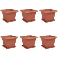 vidaXL Blumentöpfe 6 pcs Ziegelrot 43 x 43 x 33,5 cm Kunststoff