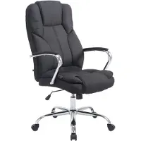 DELUKE Bürostuhl JUBEL Stoff - 115x62x70, Schwarz | Stoff | Metall in Chromoptik Gestell | ergonomische Bürostühle Homeoffice Stuhl mit Rollen