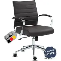 DELUKE Bürostuhl Ergonomisch EVOK Schreibtischstuhl Echtleder | Höhenverstellbarer Drehstuhl, Arbeitsstuhl mit Armlehne | Chefsessel, Computerstuhl 130 kg | Dunkelbraun
