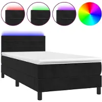 vidaXL Boxspringbett mit Matratze & LED Schwarz 80x200 cm Samt
