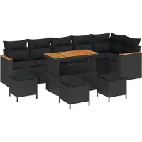 vidaXL Gartensofa-set 10 stk. Schwarz Poly-Rattan