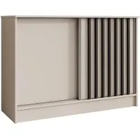 Beautysofa | Kommode HORIZON 120 cm Kaschmir, Schwarz mit Lamellen Sideboard mit 2 Schiebetüren, Modernes Design, viel Stauraum