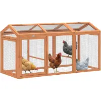 PawHut Hühnerstall 156 x 70,5 x 84 cm Freilaufgehege mit Sitzstange Doppeltüren