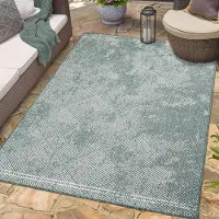 Carpet City Teppich Outdoor Wetterfest - Grün - Wendeteppich - 200x290 cm - Rauten-Muster