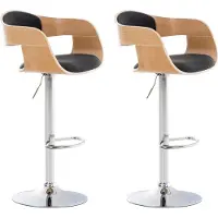 DELUKE 2er Set Barhocker NADAN - Stoff Natura/dunkelgrau 50x48x88 cm | Barstuhl Höhenverstellbar Mit Lehne Drehbar Tresenhocker Tresenstuhl Kneipenhocker