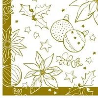 Mank Airlaid Serviette Milan in Weiss, 40 x 40 cm, 50 Stück - - Weihnachtssserviette Weihnachtskugeln Amaryllis