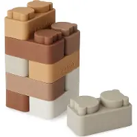 Nuuroo Bauklötze Silikon 10er-Pack, Brown, Babyspielzeug