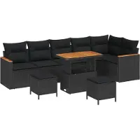 vidaXL Gartensofa-set 9 stk. Schwarz Poly-Rattan