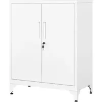 Helloshop26 - Büroschrank Mehrzweck-Aufbewahrungseinheit abschließbarer 2-türiger Büroschrank Stahlschrank für Büro/Wohnzimmer weiß 12_0004833